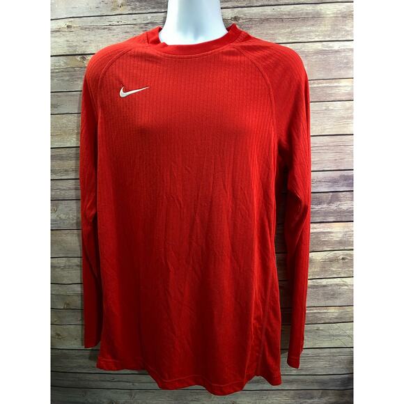 Nike Stock Dri-FIT Long Sleeve Baseball Top Men's L Red DC7429-657 - Picture 2 of 10